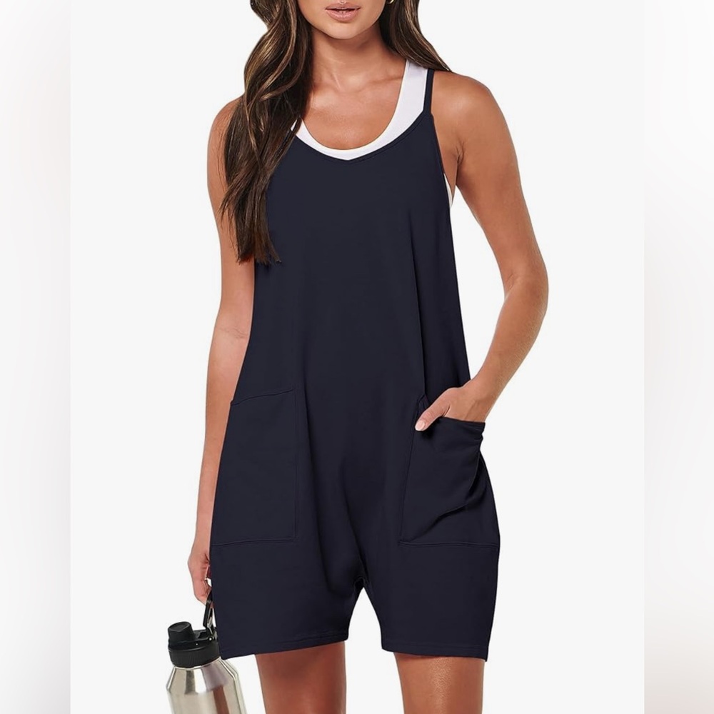 Womens Rompers Summer Casual Sleeveless Overalls Spaghetti Strap Shorts Jumpsuit